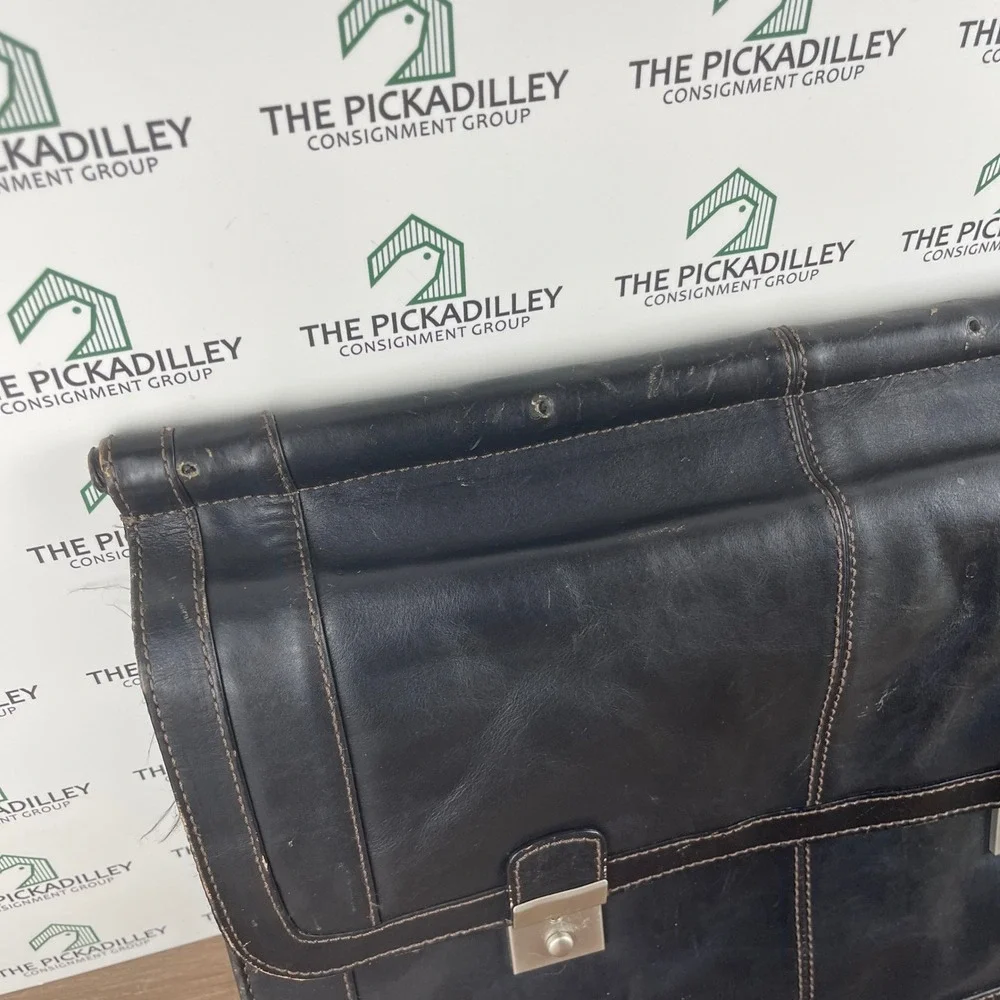 Wilsons Leather Briefcase Black Genuine Leather Double Buckle‎ Messenger Bag